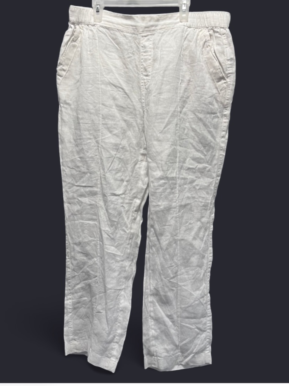 Nicole Miller New York White 100% Linen Casual Pants - Women's Size Large